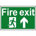 In the image, a bright red fire exit running man with an upwards arrow is featured on a 1.2mm recyclable PP sign that measures 300 x 200mm. The sign is part of Spectrum Industrials fire safety collection and serves as a clear and essential indicator for emergency exits.