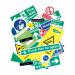 In this photo, a pack of Spectrum Industrial Health and Safety Signs featuring self adhesive vinyl can be seen. The pack includes various health and safety signage, with clear and bold graphics and text. These signs are designed to ensure the well-being of individuals in workplace environments.