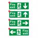 Fire Safety Signage Pack, Photoluminescent, Non Adhesive 1mm Rigid PVC Board 15078