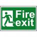 In the photo, a man is running to the left on a fire exit sign from Spectrum Industrial. The sign is made of 1.2mm recyclable PP and measures 300 x 200mm. Bold colors and clear text make it easily recognizable in case of an emergency.