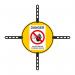 This picture shows the Spectrum Industrial Safety Signs Adaptable Barrier, with the warning sign Danger Do not enter and the confined space symbol. The barrier measures 600mm in height.