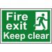 Self adhesive semi-rigid PVC Fire Exit Keep Clear sign (300 x 200mm). Easy to fix; simply peel off the backing and apply to a clean dry surface. 1513