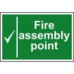 Self adhesive semi-rigid PVC Fire Assembly Point sign (300 x 200mm). Easy to fix; simply peel off the backing and apply to a clean dry surface.