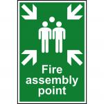 In this picture, the fire assembly point is clearly marked by a Spectrum Industrial Fire Safety Sign. The sign is made of durable 1.2mm recyclable PP and measures 200 x 300mm. The vibrant colors and easy-to-read text ensure that the fire assembly point is easily identifiable in case of an emergency.