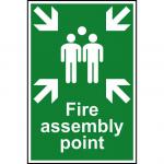 Self adhesive semi-rigid PVC Fire Assembly Point sign (200 x 300mm). Easy to fix; simply peel off the backing and apply to a clean dry surface.