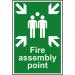 Self adhesive semi-rigid PVC Fire Assembly Point sign (200 x 300mm). Easy to fix; simply peel off the backing and apply to a clean dry surface. 1541