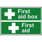 Self adhesive semi-rigid PVC First Aid Box/First Aid Sign (300 x 200mm). Easy to fix; simply peel off the backing and apply to a clean dry surface. 1553