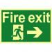 Fire Exit Sign with running man and arrow right (300 x 200mm). Made from 1.3mm rigid photoluminescent board (PHO) and is self adhesive. 1581