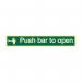 Push Bar To Open’ Sign; 1.3mm Rigid Self Adhesive Photoluminescent (450mm x 75mm)  1587