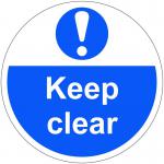 Keep Clear Floor Graphic adheres to most smooth clean flat surfaces and provides a durable long lasting safety message. 400mm dia.