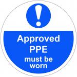 Approved PPE Must Be Worn Floor Graphic (400mm dia) 16003