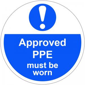 Approved PPE Must Be Worn Floor Graphic 400mm dia 16003