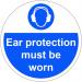 Ear Protection Must Be Worn Floor Graphic adheres to most smooth clean flat surfaces and provides a durable long lasting safety message. 400mm dia. 16006