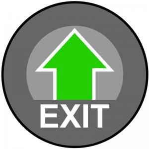 Exit With Arrow Floor Graphic 400mm dia 16016