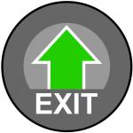Exit (With Arrow) Floor Graphic adheres to most smooth clean flat surfaces and provides a durable long lasting safety message. 400mm dia. 16016