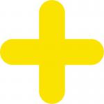Yellow Symbol &rdquo;+&rdquo; Floor Graphic adheres to most smooth clean flat surfaces and provides a durable long lasting safety message. 300x300mm pack Of 10