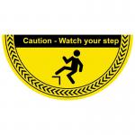 Caution Watch Your Step Floor Graphic adheres to most smooth clean flat surfaces and provides a durable long lasting safety message. 750x375mm