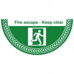 Fire Escape Keep Exit Clear Floor Graphic adheres to most smooth clean flat surfaces and provides a durable long lasting safety message. 750x375mm