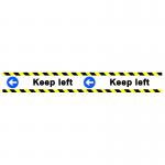 Keep Left Floor Graphic adheres to most smooth clean flat surfaces and provides a durable long lasting safety message. 800x100mm