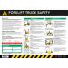 The Spectrum Industrial Health and Safety Signs Safety Poster features a bright, attention-grabbing design focused on forklift truck safety. Measuring 590 x 420mm, this PVC poster is durable and perfect for displaying important safety information in industrial settings.