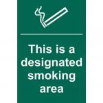 The photograph shows a bright and eye-catching No Smoking sign from Spectrum Industrial. Made from 1.2mm recyclable PP, this sign is designed for designated smoking areas and measures 200 x 300mm. The bold and clear lettering stands out against the white background, making it easily visible and effective.