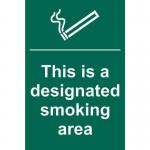 This Is A Designated Smoking Area&rsquo; Sign; Self-Adhesive Semi-Rigid PVC (200mm x 300mm)