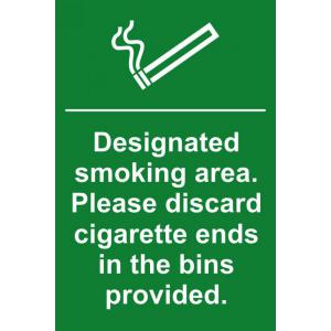 Designated smoking area. Please discard cigarette ends - 1.2mm