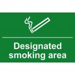 Self adhesive semi-rigid PVC Designated Smoking Area Sign (300 x 200mm). Easy to fix; simply peel off the backing and apply to a clean dry surface.
