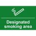 Self adhesive semi-rigid PVC Designated Smoking Area Sign (300 x 200mm). Easy to fix; simply peel off the backing and apply to a clean dry surface. 1632