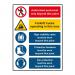 This photo shows a Spectrum Industrial Safety Signs warehouse composite sign, style 1. Made of 1.2mm recyclable PP material, it measures 300 x 400mm. The sign has a professional and sturdy look with bold text and graphics, perfect for use in any warehouse setting.