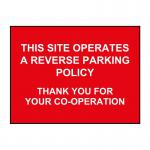This image captures Spectrum Industrial Road and Traffic Signs with clear, visible General Site Signage. The sign reads This Site Operates Reverse Parking and has the identification code ACPC 16415.