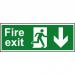Self adhesive semi-rigid PVC Fire Exit Sign. Running man and arrow down (400x150mm). Easy to fix; peel off the backing and apply to clean dry surface. 1683