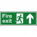 Self adhesive semi-rigid PVC Fire Exit Sign with running man and arrow up (400x150mm). Easy to fix; peel off the backing; apply to clean dry surface. 1684