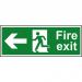 Self adhesive semi-rigid PVC Fire Exit Sign with running man and arrow up (400x150mm). Easy to fix; peel off the backing; apply to clean dry surface. 1685