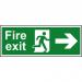 Self adhesive semi-rigid PVC Fire Exit Sign. Running man and arrow right (400x150mm). Easy to fix; peel off the backing; apply to a clean dry surface. 1686