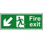 Self adhesive semi-rigid PVC Fire Exit Sign. Running man; arrow down left (400x150mm). Easy to fix; peel off the backing; apply to clean dry surface.