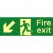 The Spectrum Industrial Fire Safety Signs Fire Exit Sign features a bold man arrow pointing down and left, made of flexible photoluminescent vinyl measuring 400mm x 150mm. It ensures visibility even in low light situations, helping people safely exit in case of a fire.