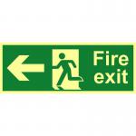 Fire Exit (Man Arrow Left) Sign, Flexible Photoluminescent Vinyl (400mm x 150mm) 17082