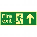 Fire Exit (Man Arrow Up) Sign, Flexible Photoluminescent Vinyl (400mm x 150mm) 17084