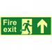 Fire Exit Sign with running man and arrow up (400 x 150mm). Made from flexible photoluminescent board (PHS).  17084
