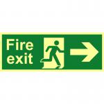 Fire Exit (Man Arrow Right) Sign, Flexible Photoluminescent Vinyl (400mm x 150mm) 17086
