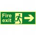 Fire Exit Sign with running man and arrow right (400 x 150mm). Made from flexible photoluminescent board (PHS).  17086