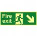 Fire Exit Sign with running man and arrow down right (400 x 150mm). Made from flexible photoluminescent board (PHS).  17087
