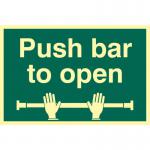Push Bar To Open Sign, Flexible Photoluminescent Vinyl (300mm x 200mm) 17122
