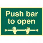 Push Bar To Open&rsquo; Sign; Flexible Photoluminescent Vinyl (300mm x 200mm) 17122