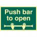 Push Bar To Open’ Sign; Flexible Photoluminescent Vinyl (300mm x 200mm) 17122