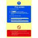 The Spectrum Industrial Fire Safety Sign shows clear instructions for fire action procedures. Measuring 200mm x 300mm, it is made of flexible photoluminescent vinyl, ensuring it can be seen even in low light environments. The design features bold text and images in vibrant colors to attract attention and inform individuals of the necessary steps to take in case of a fire emergency.