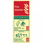 Fire Blanket&rsquo; Sign; Flexible Photoluminescent Vinyl (82mm x 202mm)