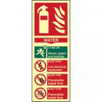 Fire Extinguisher Water&rsquo; Sign; Flexible Photoluminescent Vinyl (82mm x 202mm)