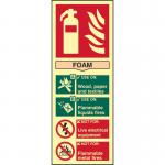 Fire Extinguisher Foam&rsquo; Sign; Flexible Photoluminescent Vinyl (82mm x 202mm)